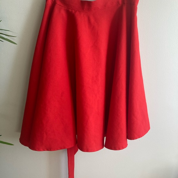 Circle Wrap Skirt - Red - Picture 2 of 8